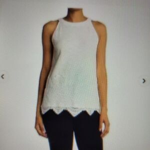 Adrianna Papell gauzy crepe ivory halter top, Size S.  NWT.